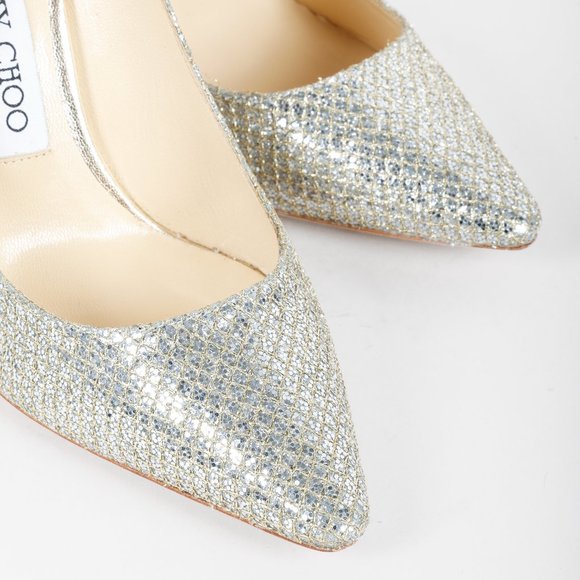 *SOLD* Jimmy Choo Silver Glitter Snakeprint Pumps - Picture 6 of 10